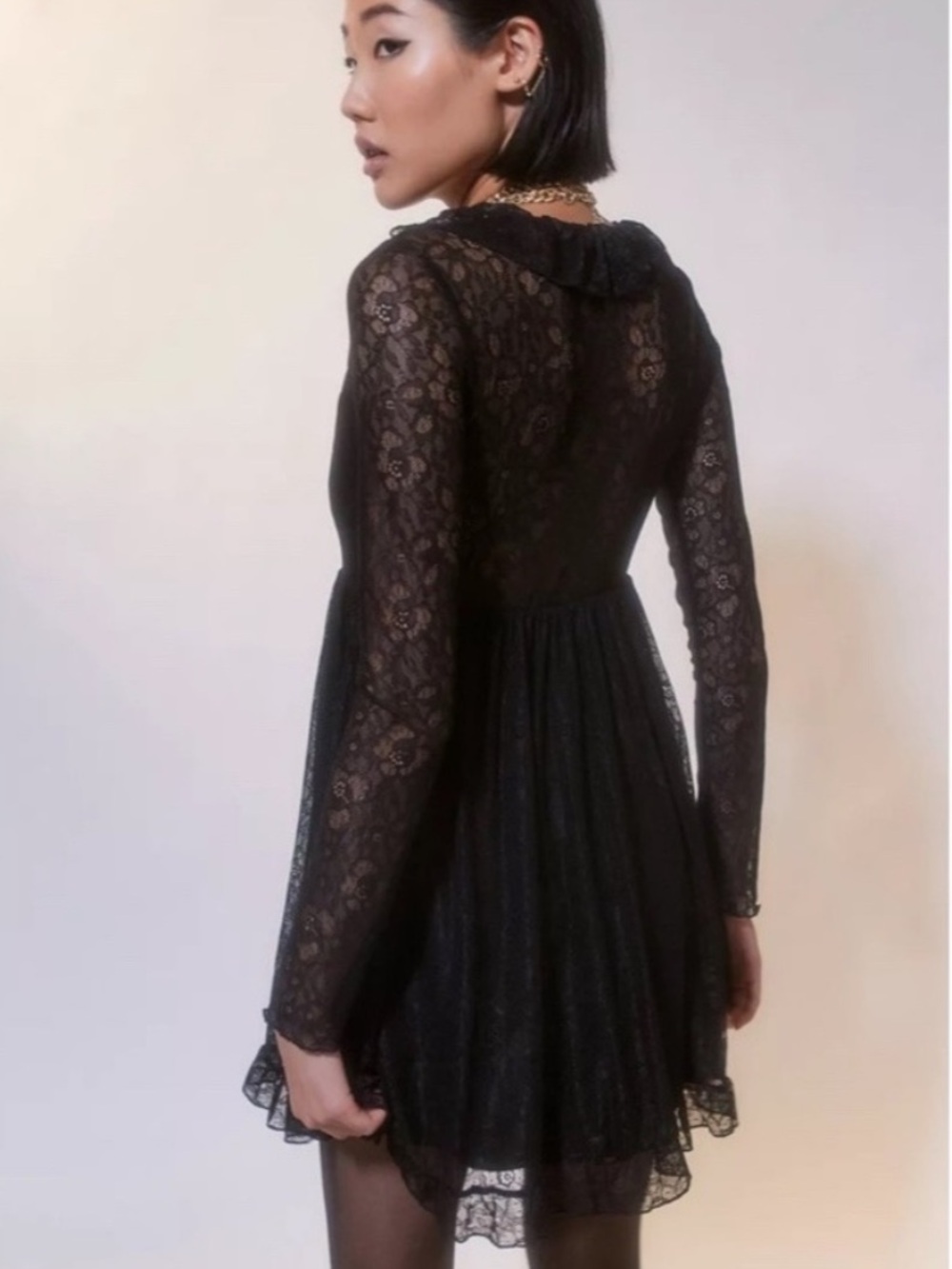 UO Janet Lace Long Sleeve Mini Dress - Picture 3 of 10